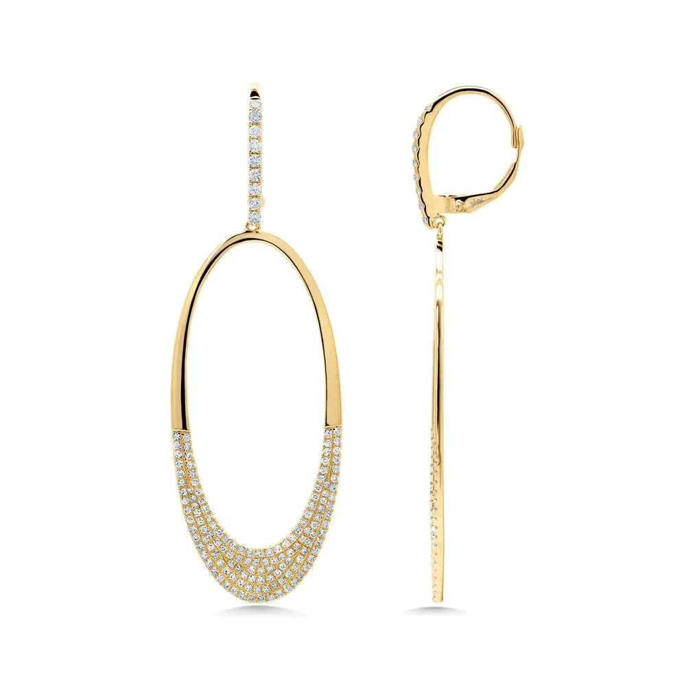 0.85ctw Diamond Pave Oval Earring