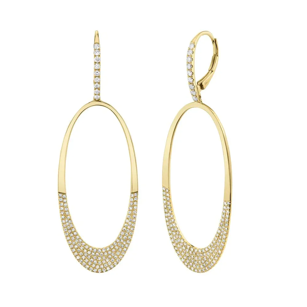 0.85ctw Diamond Pave Oval Earring
