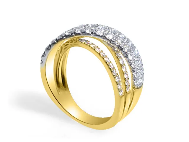 1.14ct t.w. Yellow Gold Criss Cross Diamond Cocktail Ring