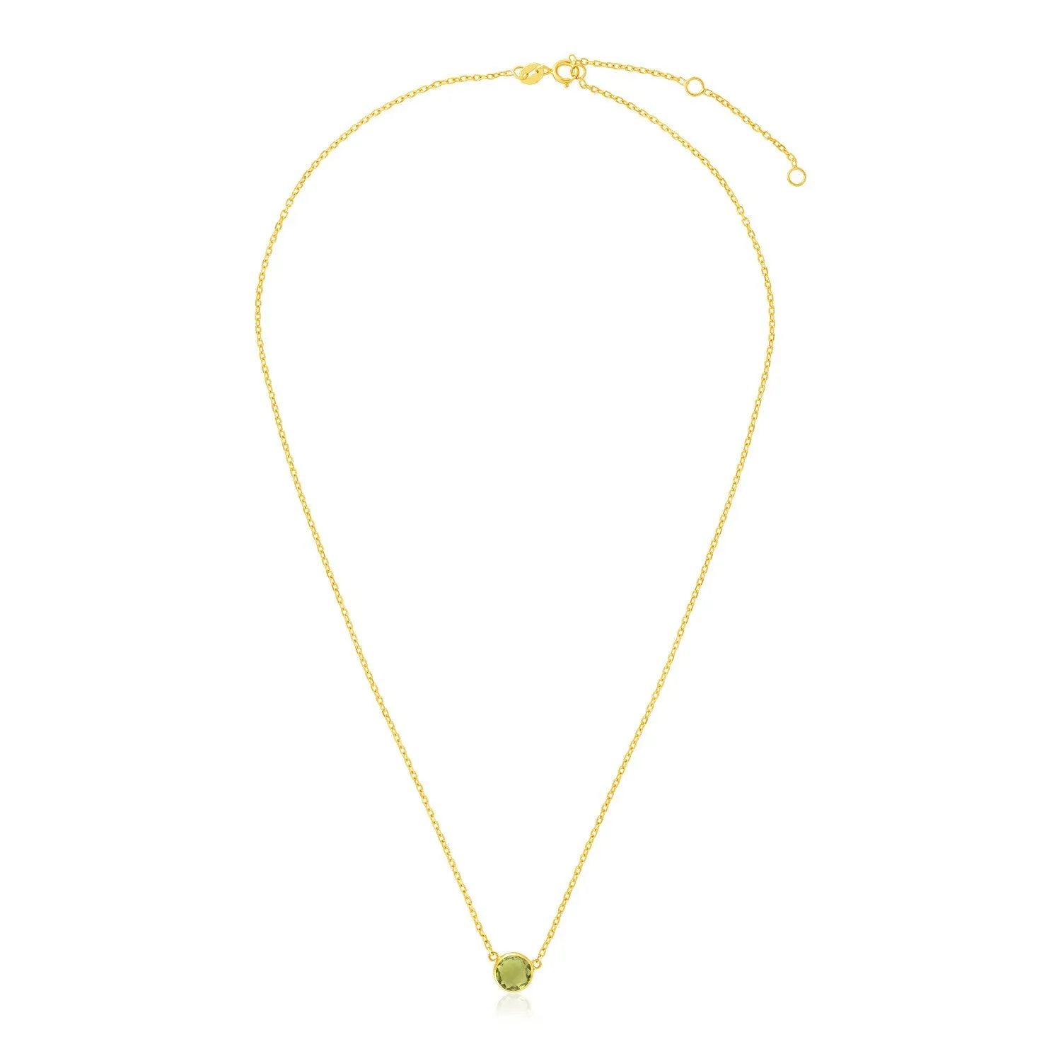 14k Yellow Gold 17 inch Necklace with Round Peridotrx00770-17-rx00770-17