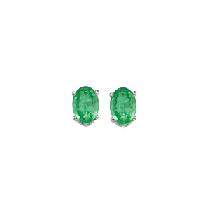 14Kt White Gold & Emerald 7/8Ctw Earring
