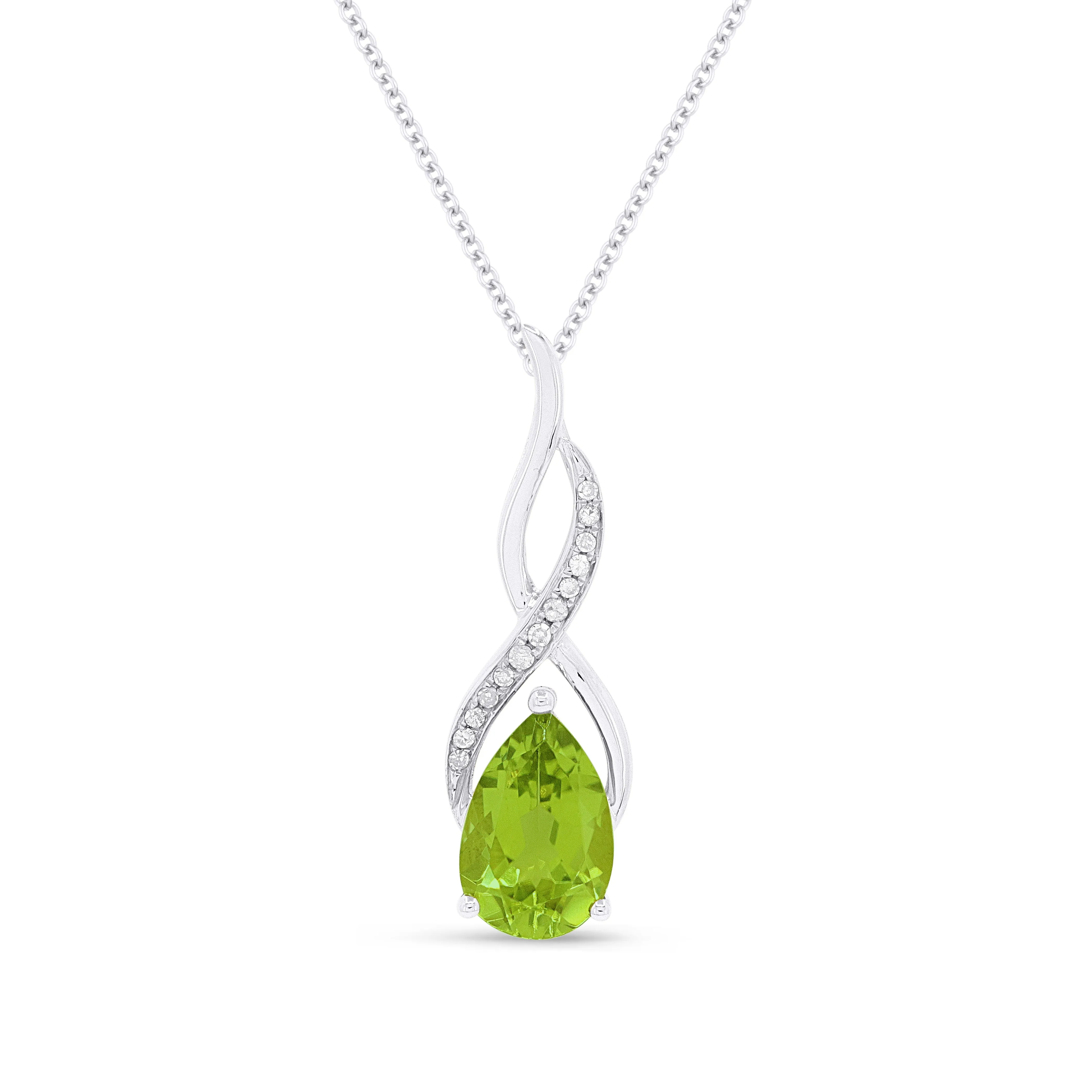 1.59Ct Peridot 16"pendant Necklace In 14K White Gold