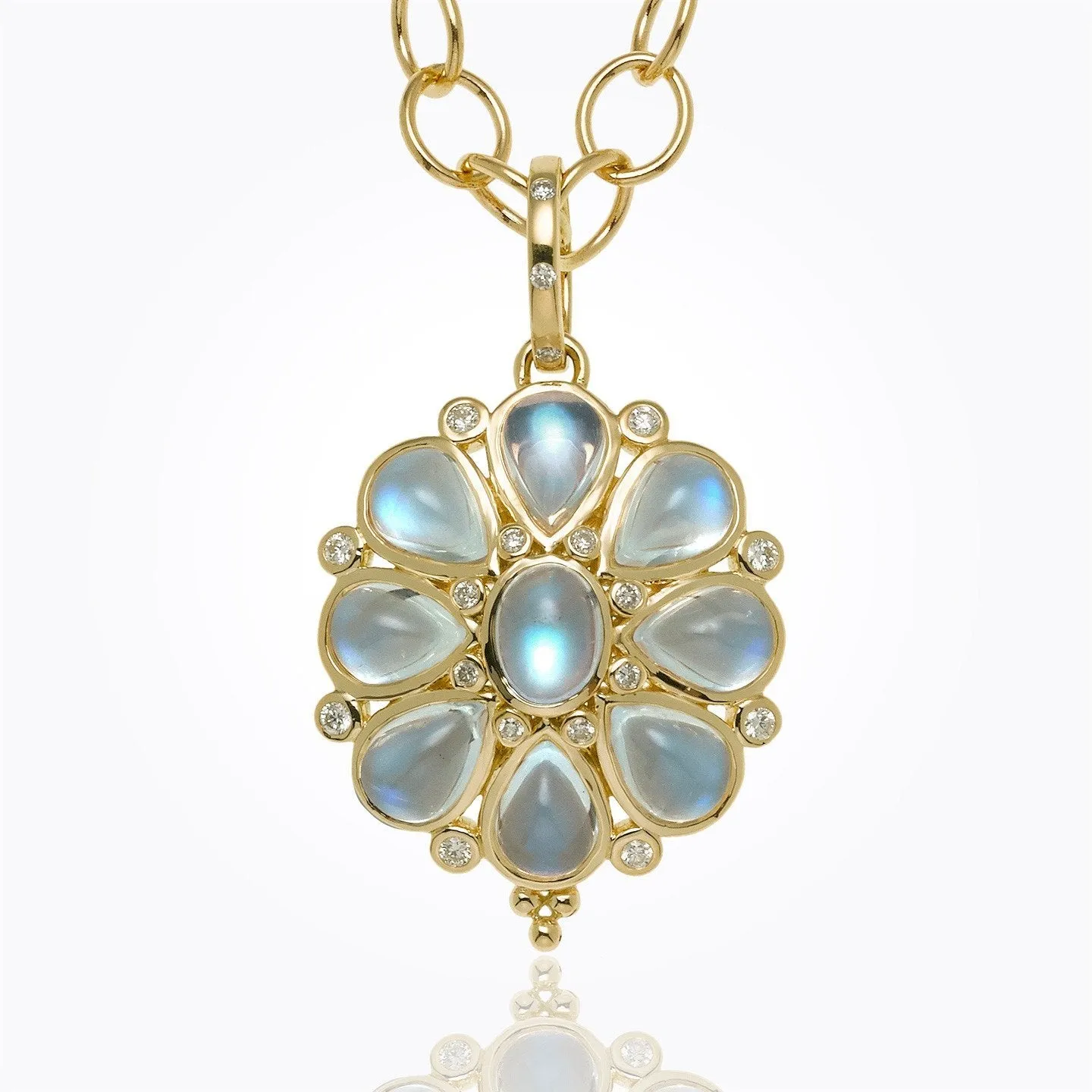 18K Blossom Pendant with Royal Blue Moonstone and diamond