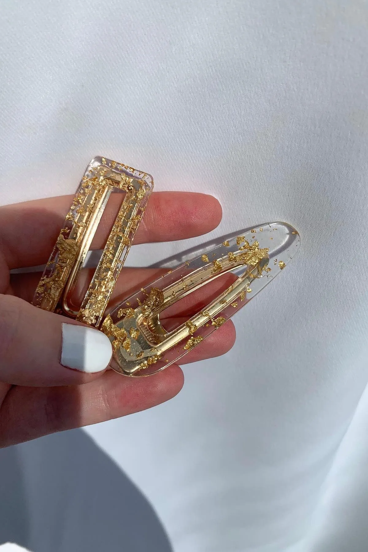 2pc Gold Leaf Resin Hair Clip Set