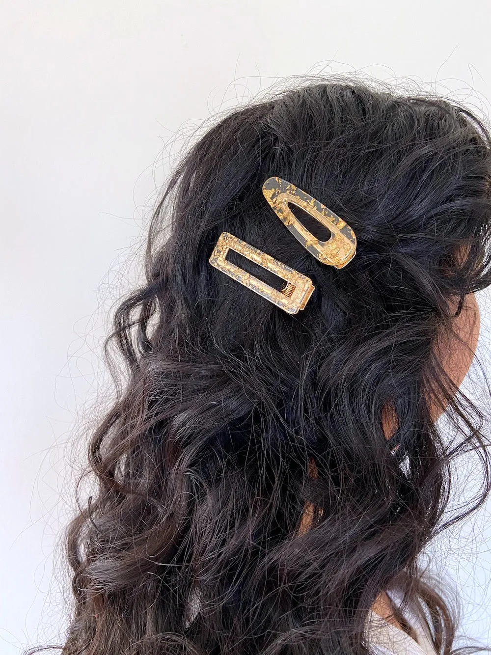 2pc Gold Leaf Resin Hair Clip Set