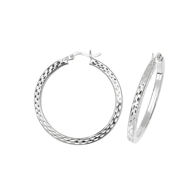 Acotis Silver Hoop Earrings Dia Cut G5734