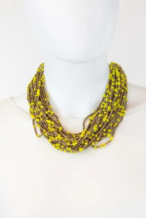 African Maasai Beaded Necklace-Yellow/Gold