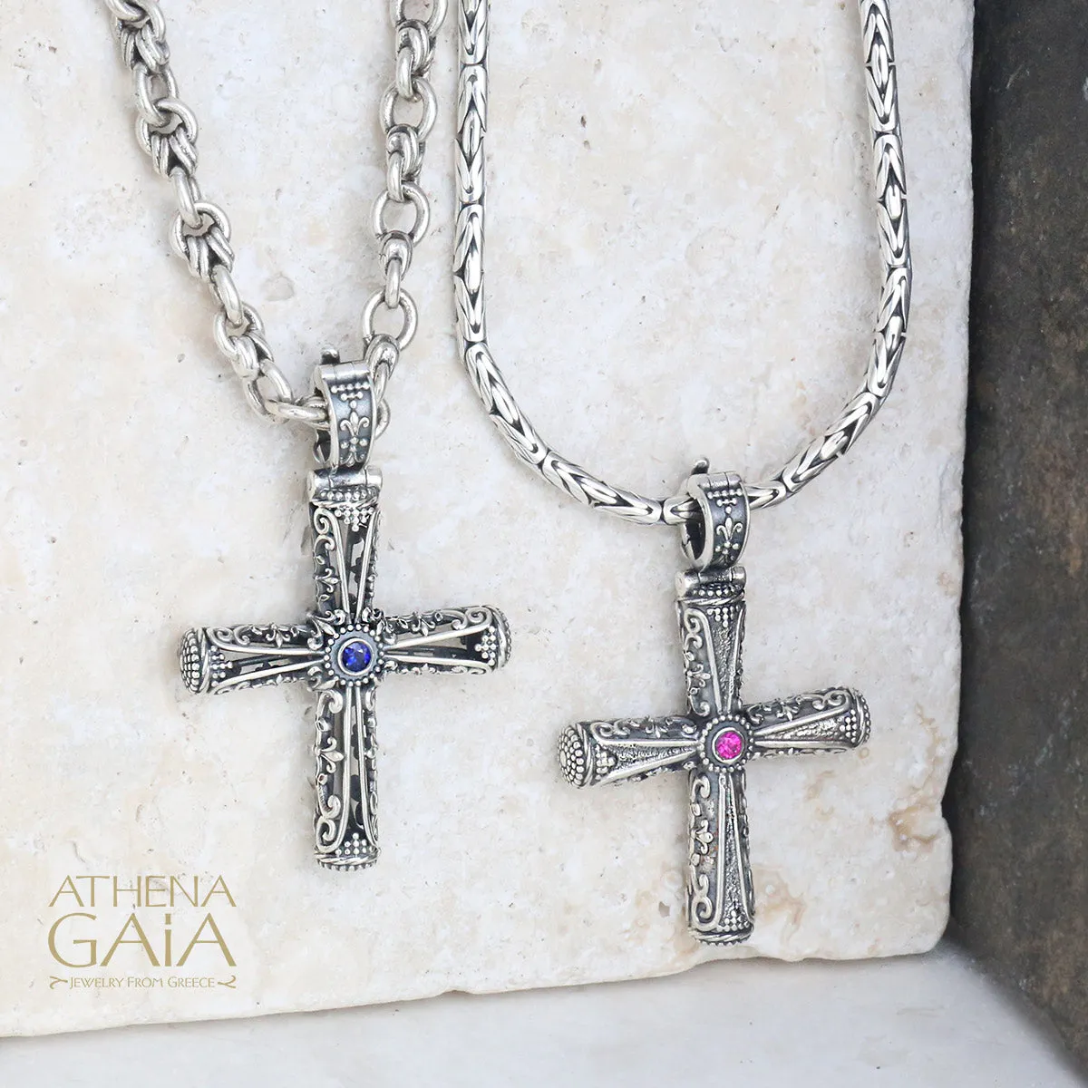 Byzantine Embroidery Silver Solid Orthodox Cross