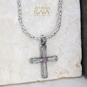 Byzantine Embroidery Silver Solid Orthodox Cross