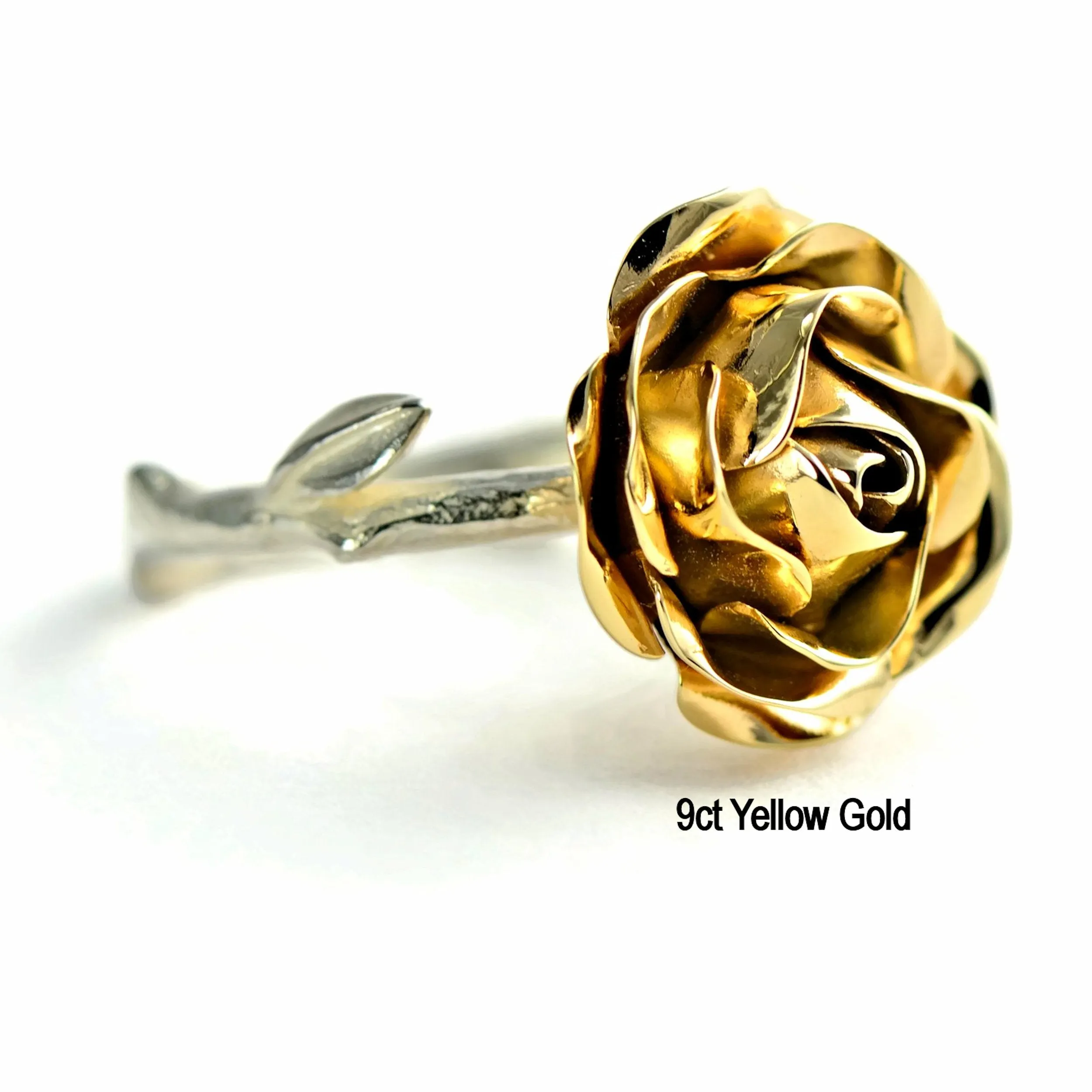 Cocktail rose ring in rose gold and silver twig band