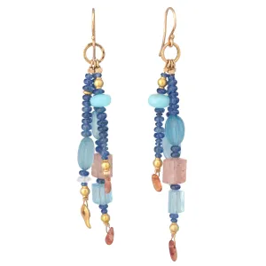 Colorful Triple Drop Gemstone Earrings
