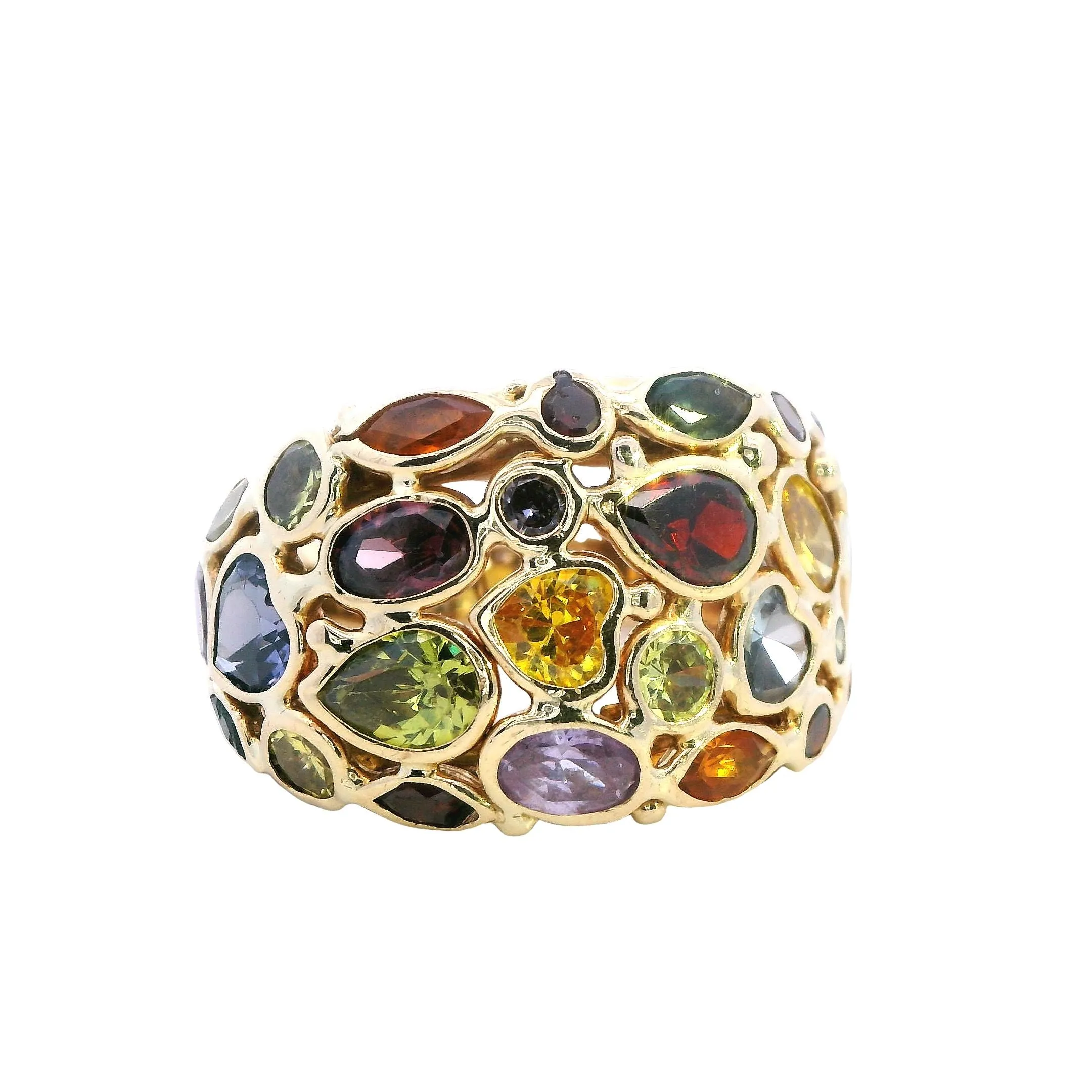Dazzling 14ct Yellow Gold Ring - A Symphony of Colours