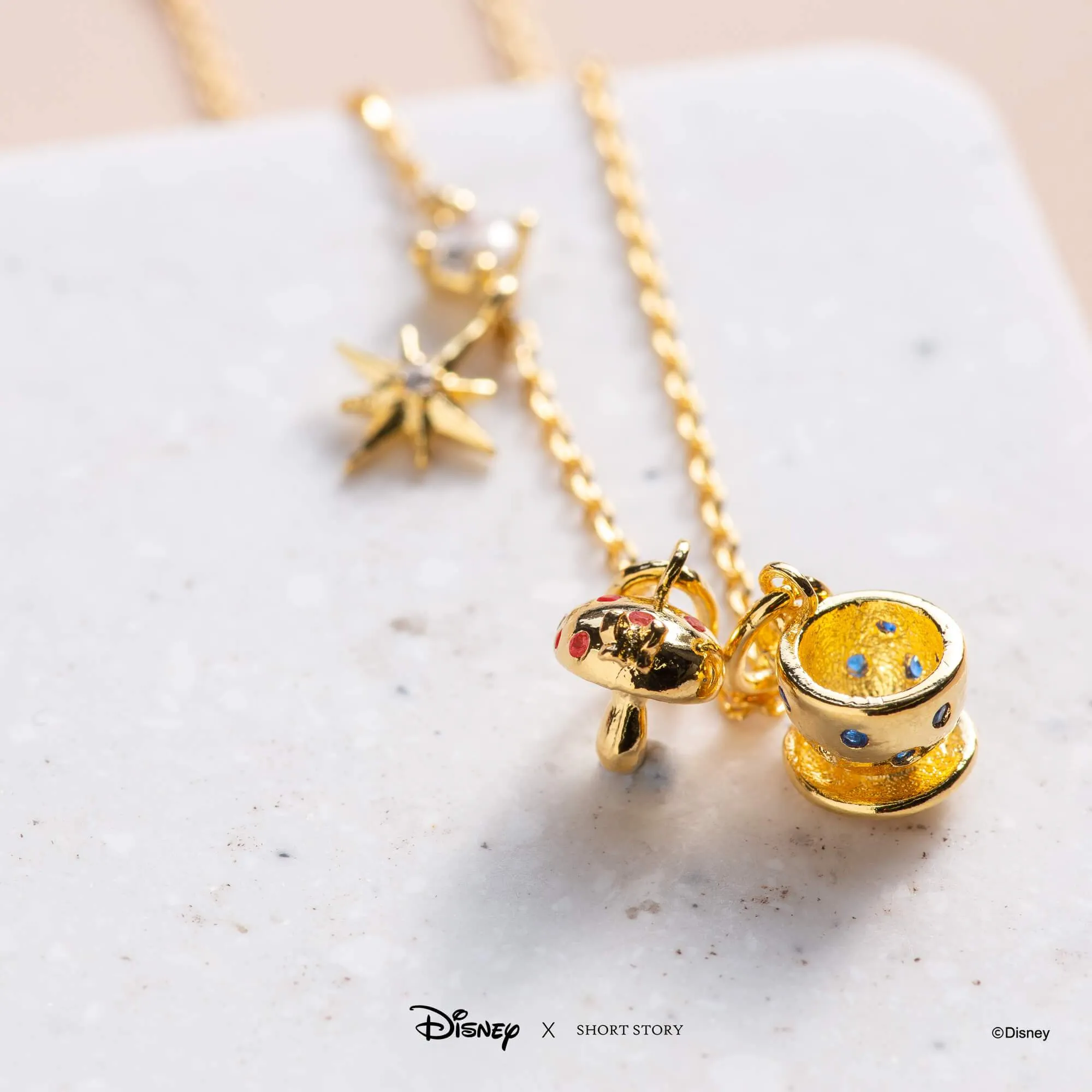 Disney Necklace Charm Diamante Mushroom