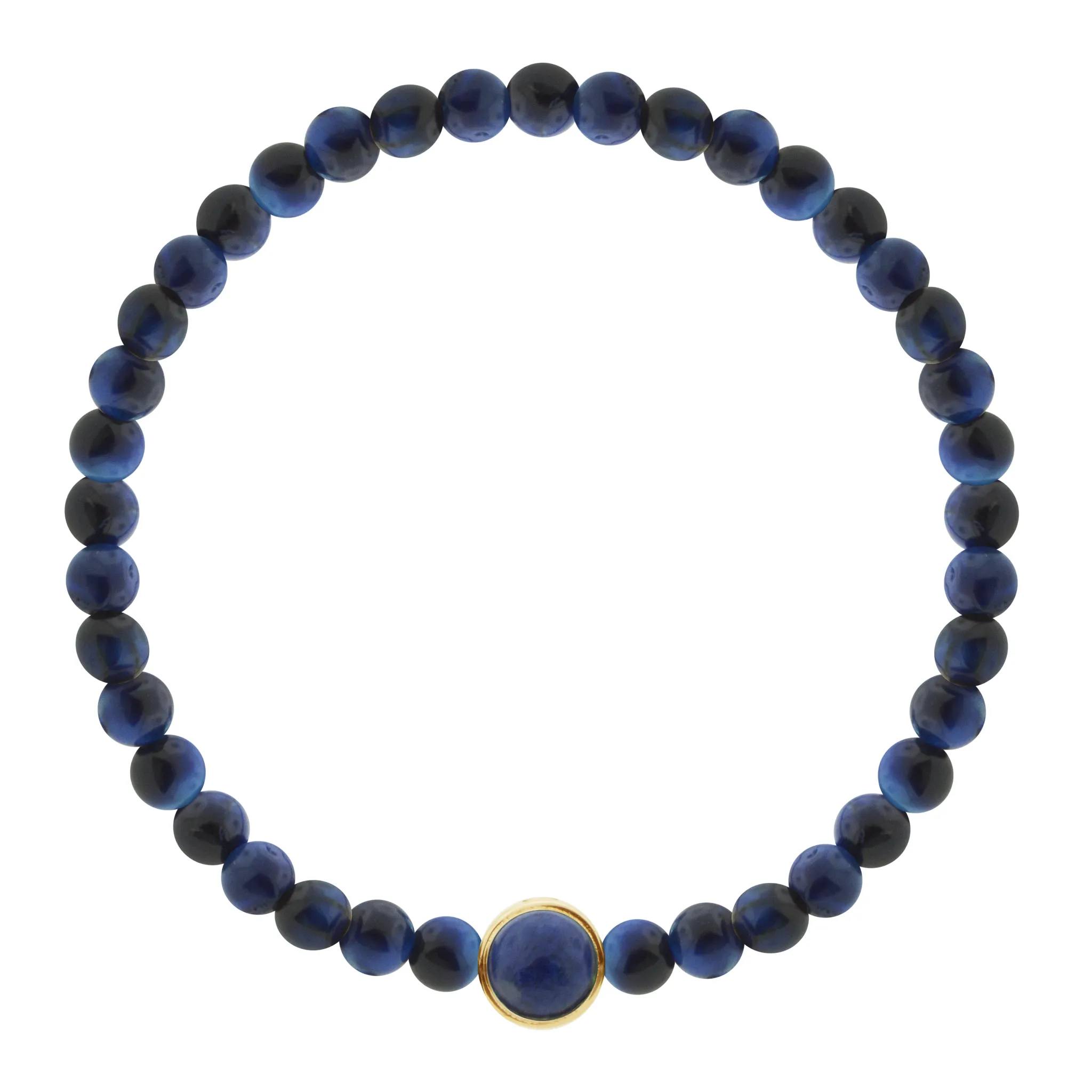 Dual-Sided Collar with Lapis Cabochon & Black Diamond on Beaded Bracelet