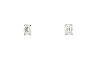 Emerald Cut Diamond Stud Earrings, 0.85tw