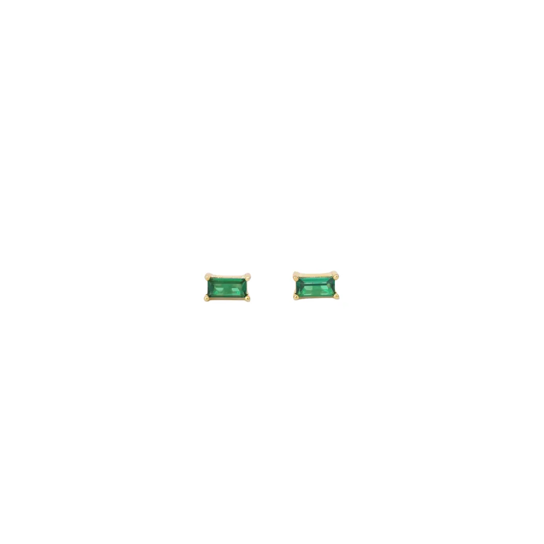 Emerald CZ Baguette Studs