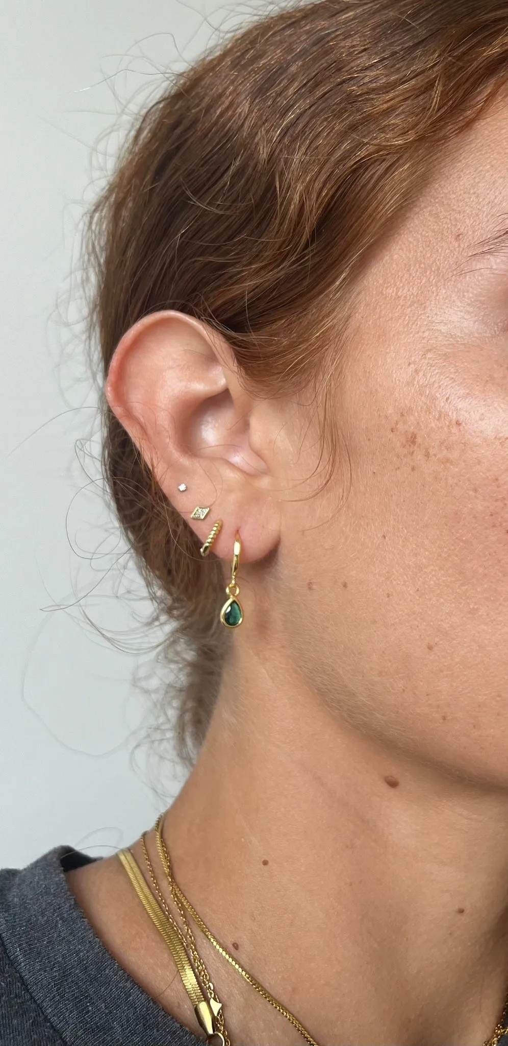 Emerald Cz Dangle Drop Earrings