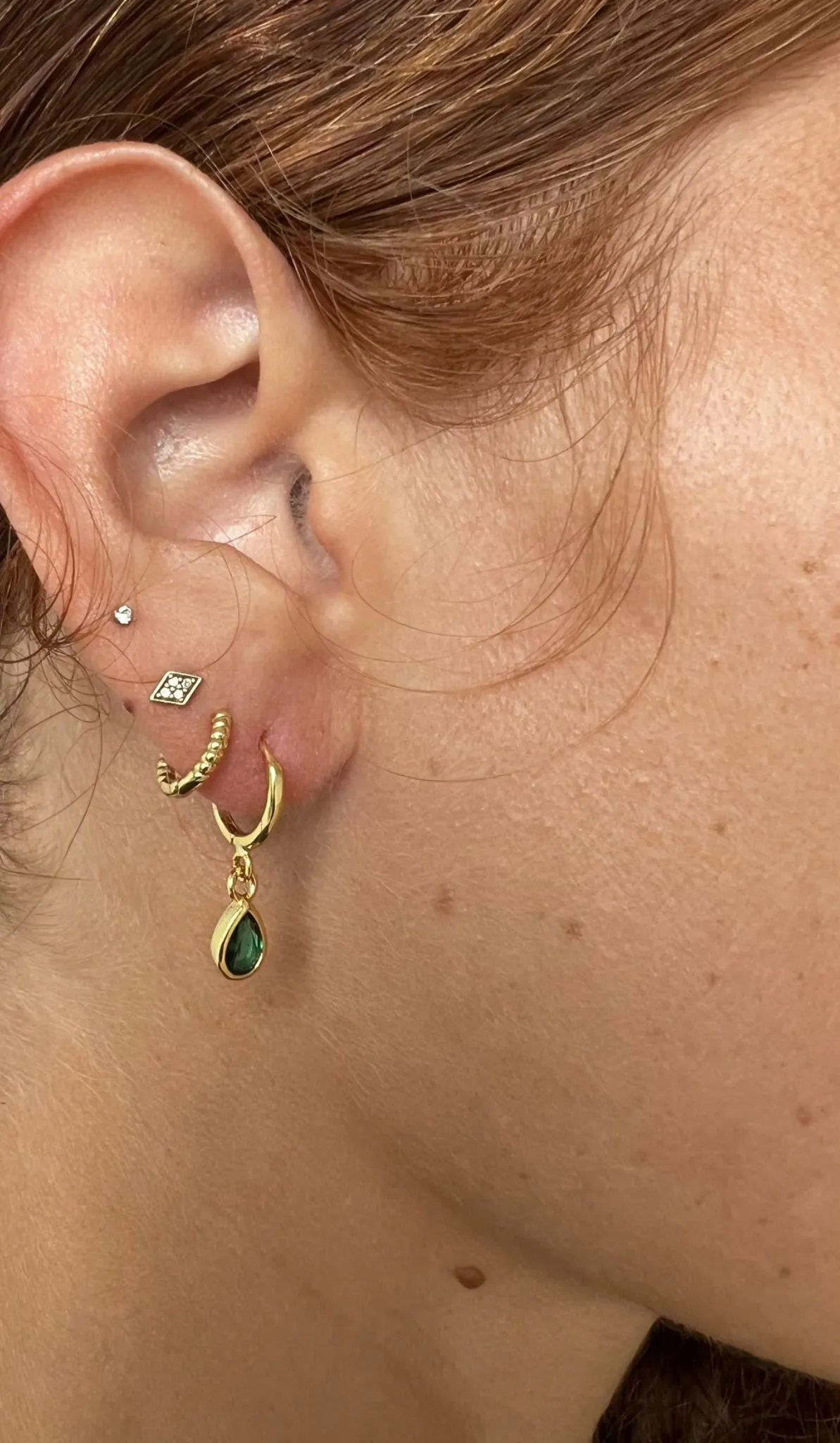 Emerald Cz Dangle Drop Earrings