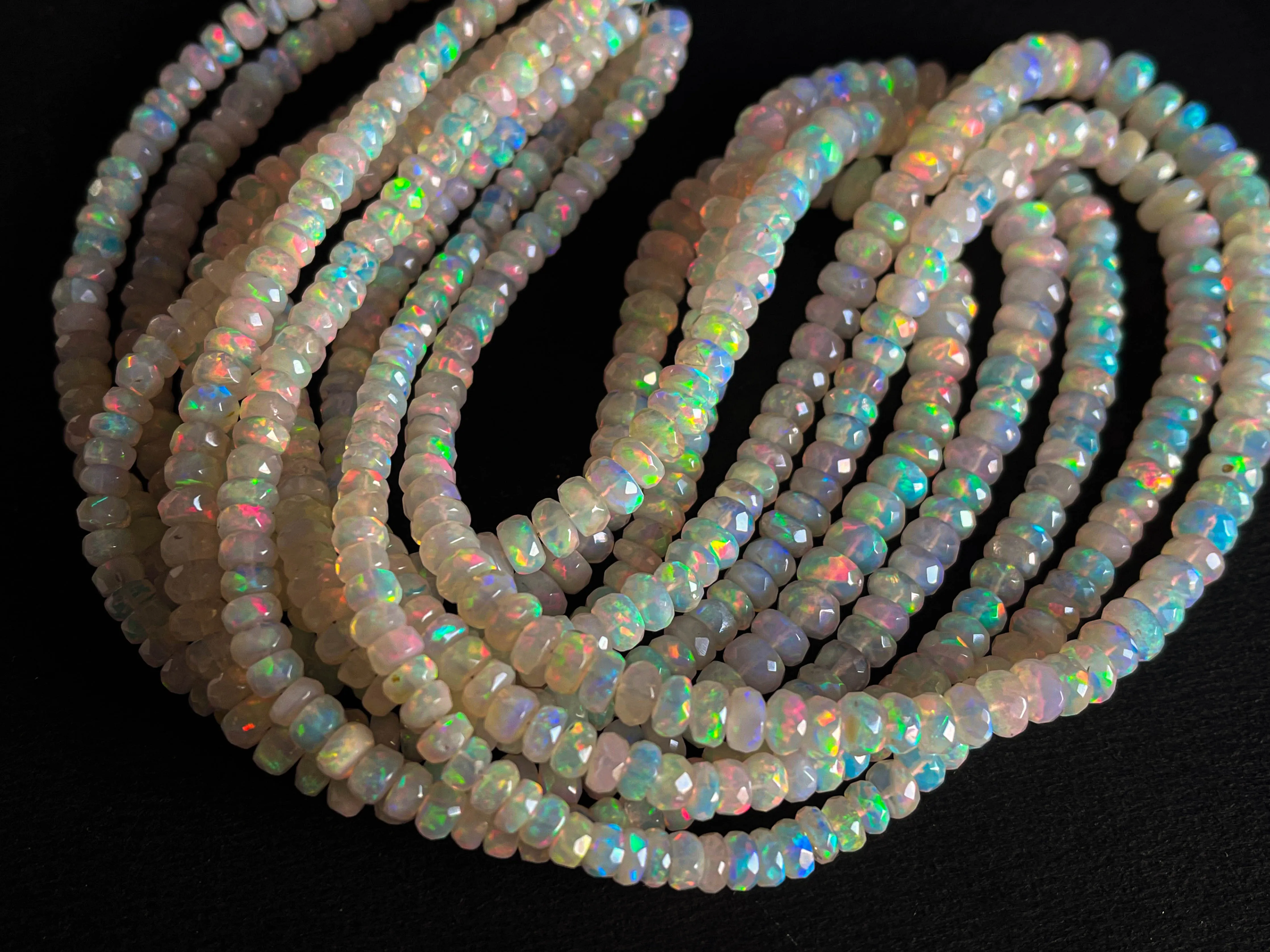 Ethiopian Opal Faceted rondelle beads