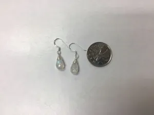 Faceted Drop Rainbow Moonstone Dangle Earrings