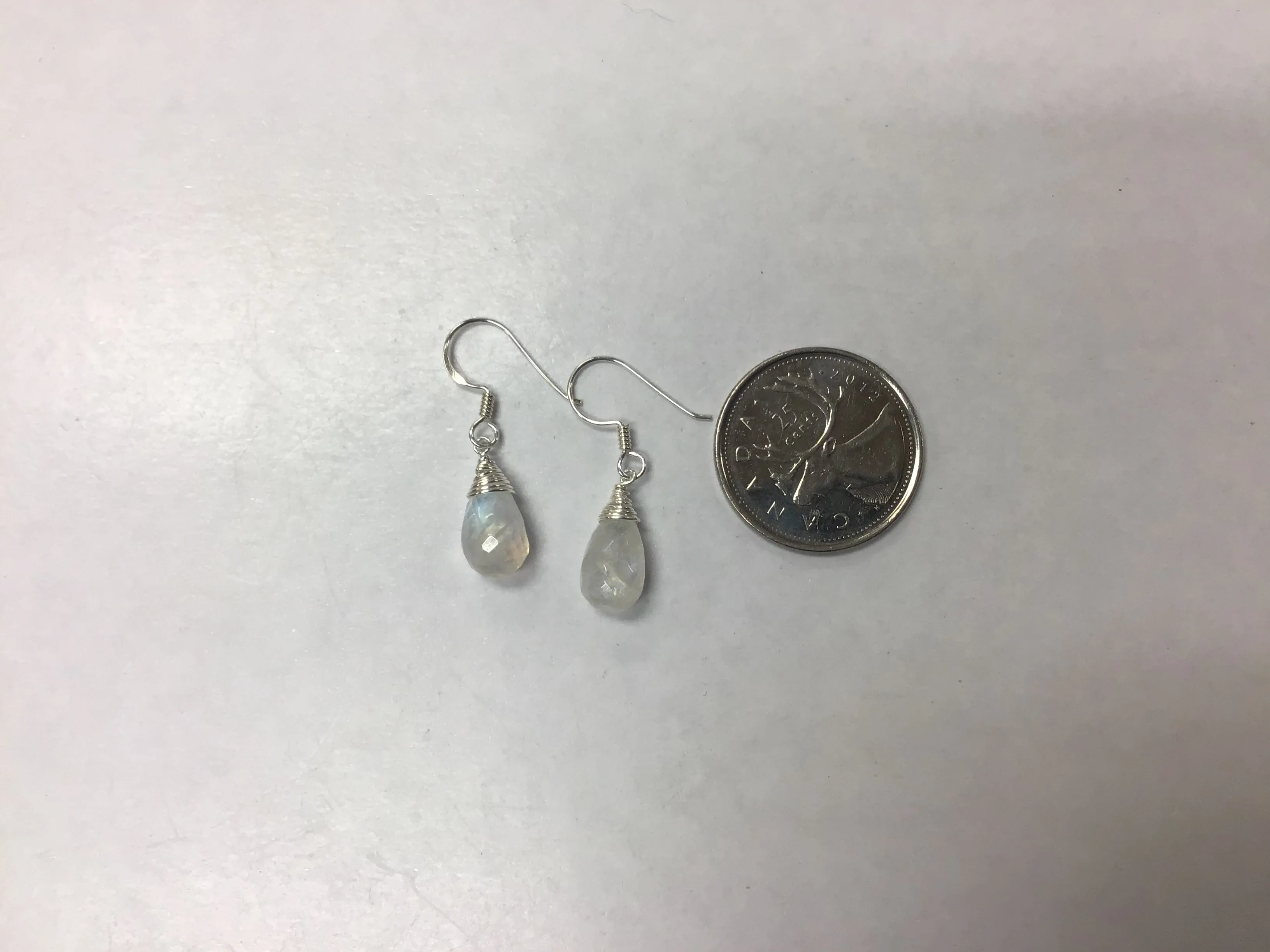 Faceted Drop Rainbow Moonstone Dangle Earrings