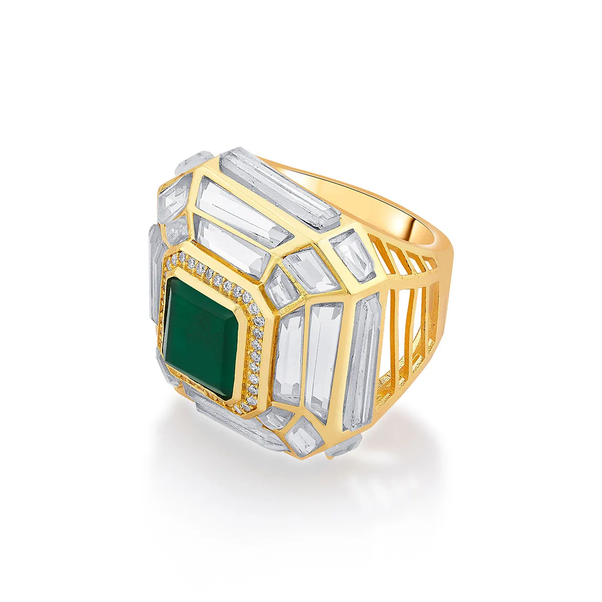 Fiesta Hydro Emerald Deco Ring