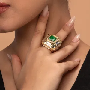 Fiesta Hydro Emerald Deco Ring