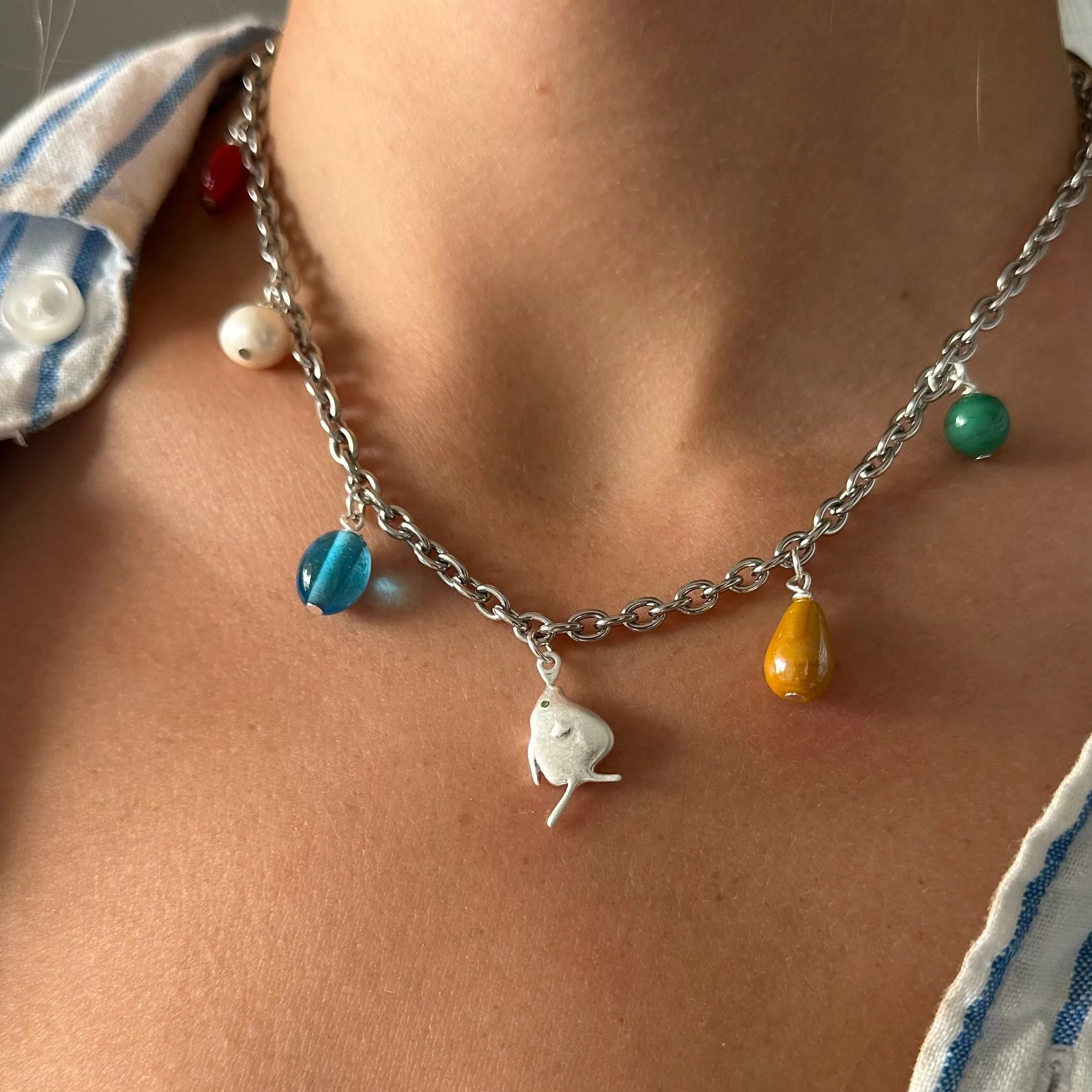 Fiona Charm Necklace- Silver
