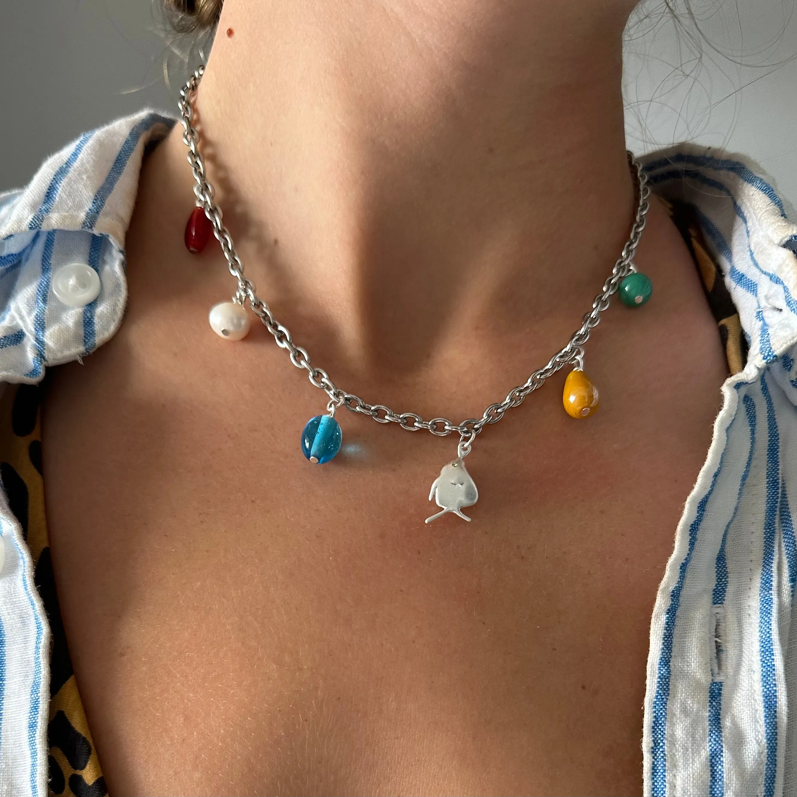Fiona Charm Necklace- Silver