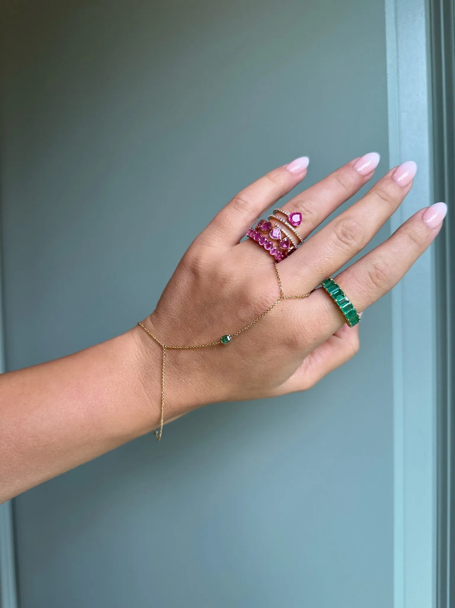 Heart Sapphire and Diamonds wrap around cocktail ring