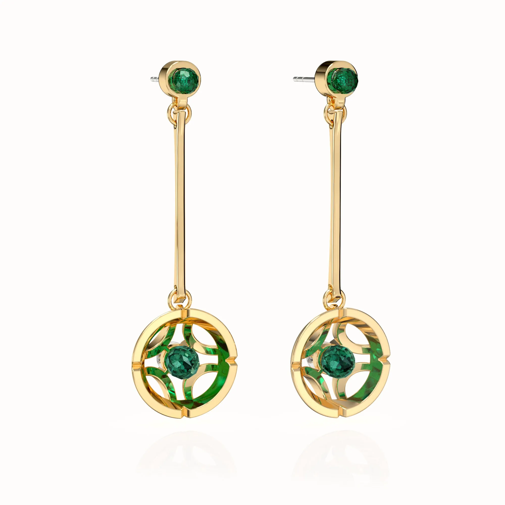Jalan Besar Drop Earrings - Gold Vermeil - Emerald