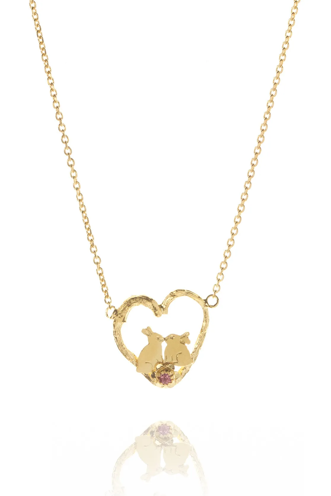 Kissing Bunny Rabbits In A Heart Necklace
