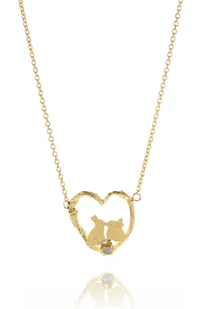 Kissing Bunny Rabbits In A Heart Necklace