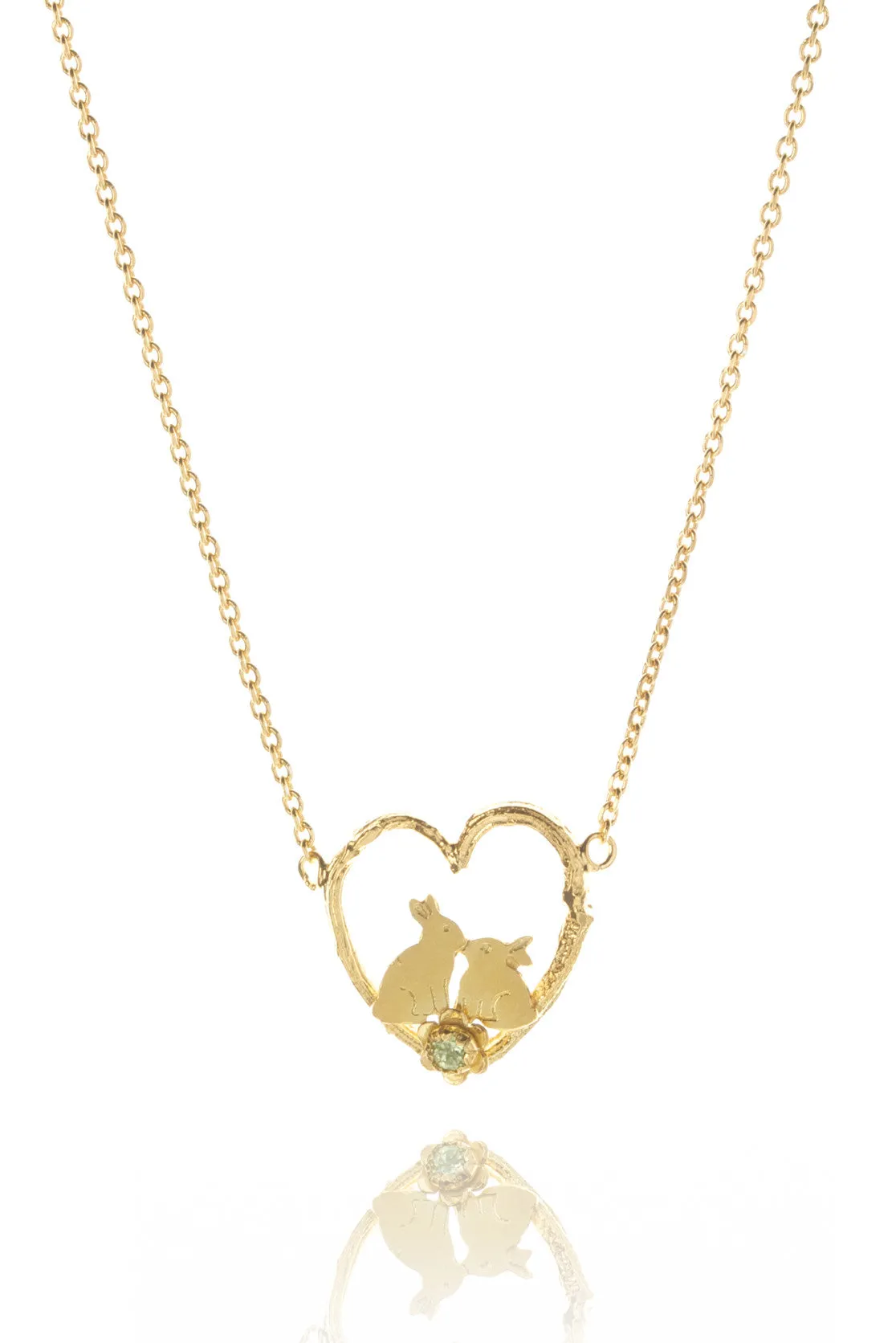 Kissing Bunny Rabbits In A Heart Necklace