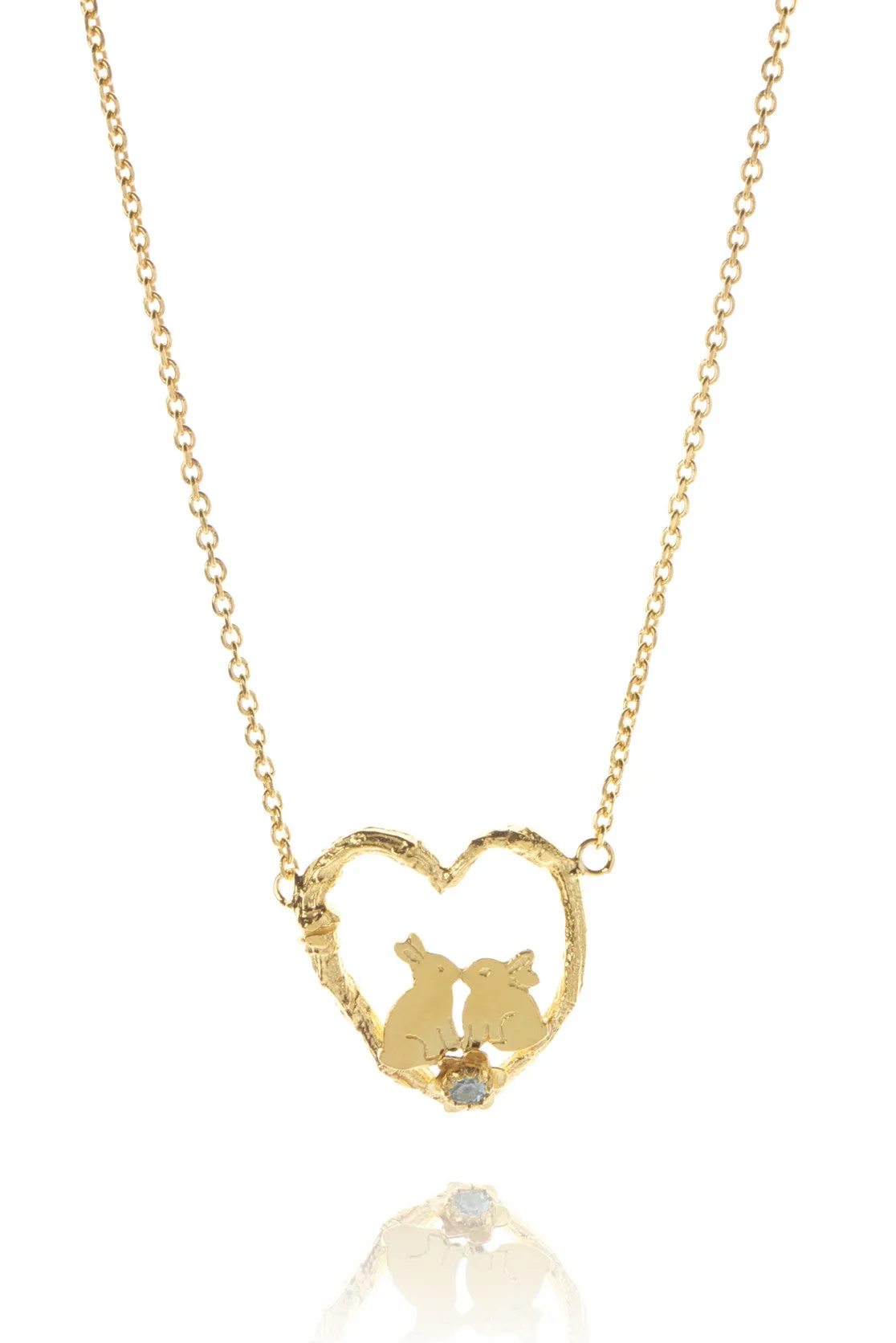 Kissing Bunny Rabbits In A Heart Necklace