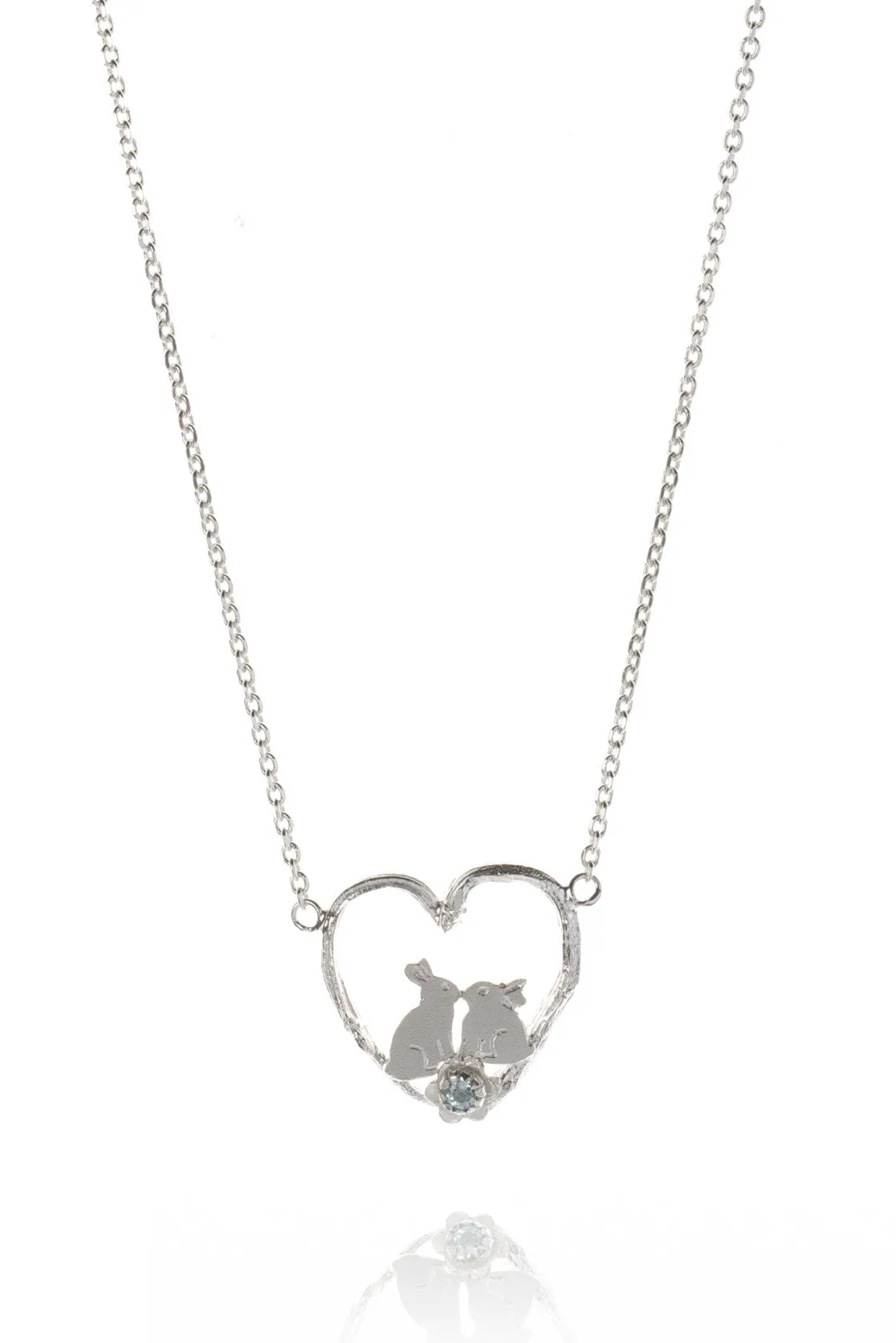 Kissing Bunny Rabbits In A Heart Necklace