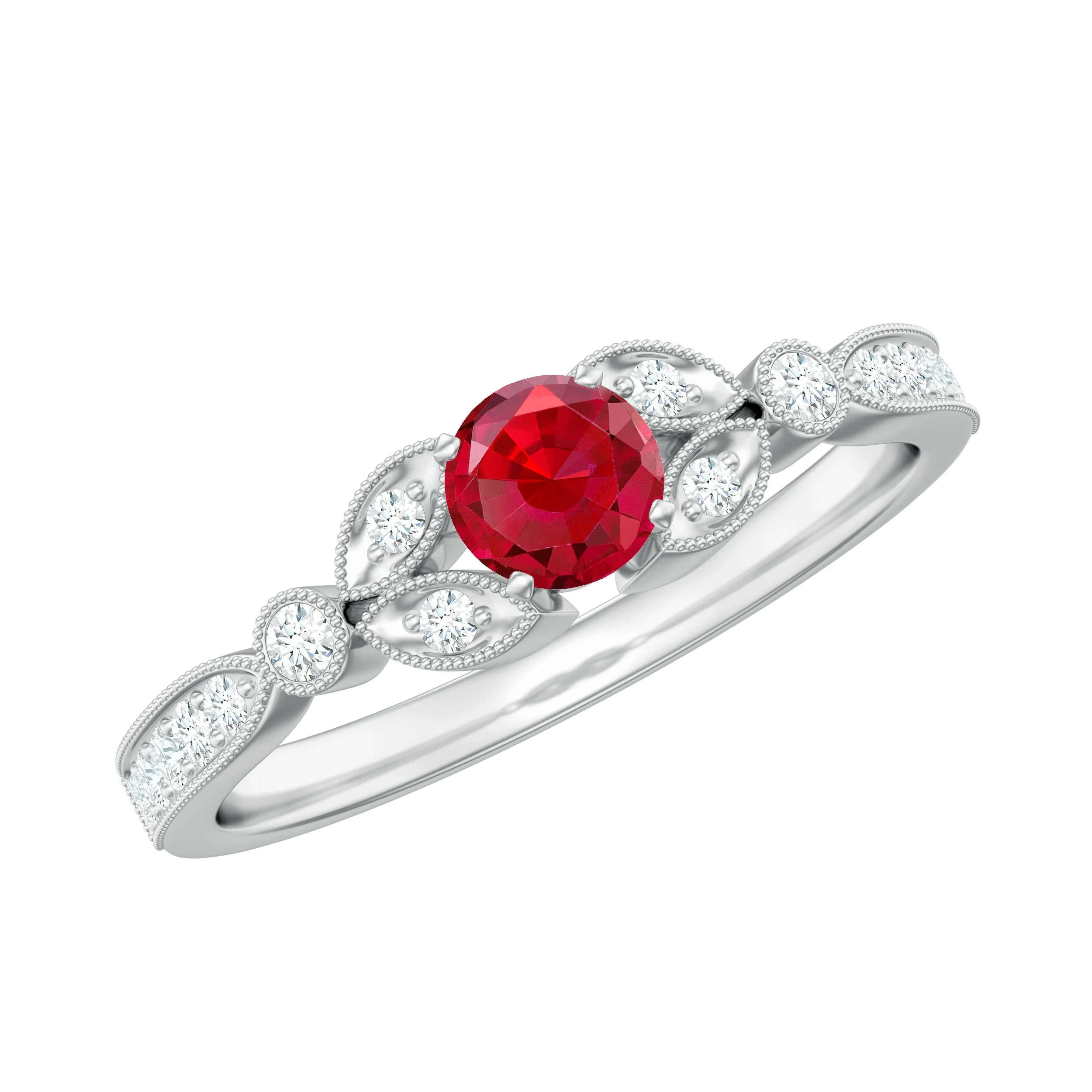 Lab-Lab Grown Ruby and Diamond Minimal Promise Ring