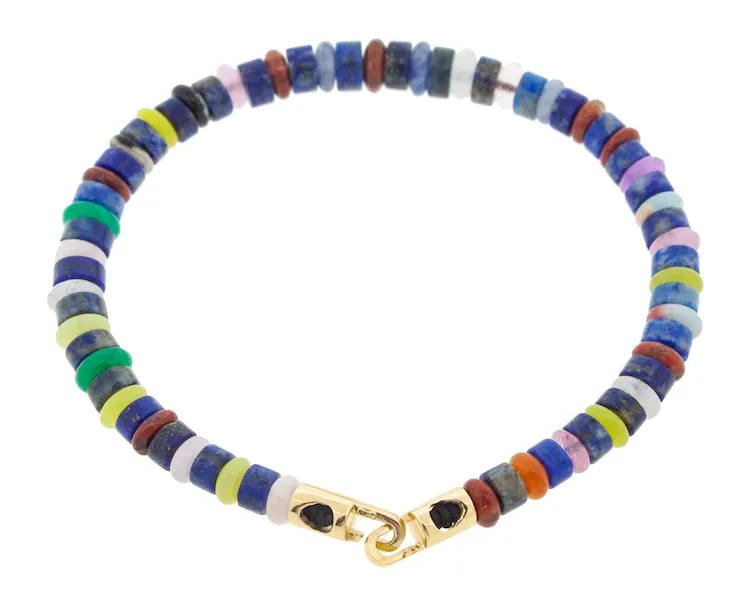 Lapis Multicolor Bead Bracelet with Hook Clasp