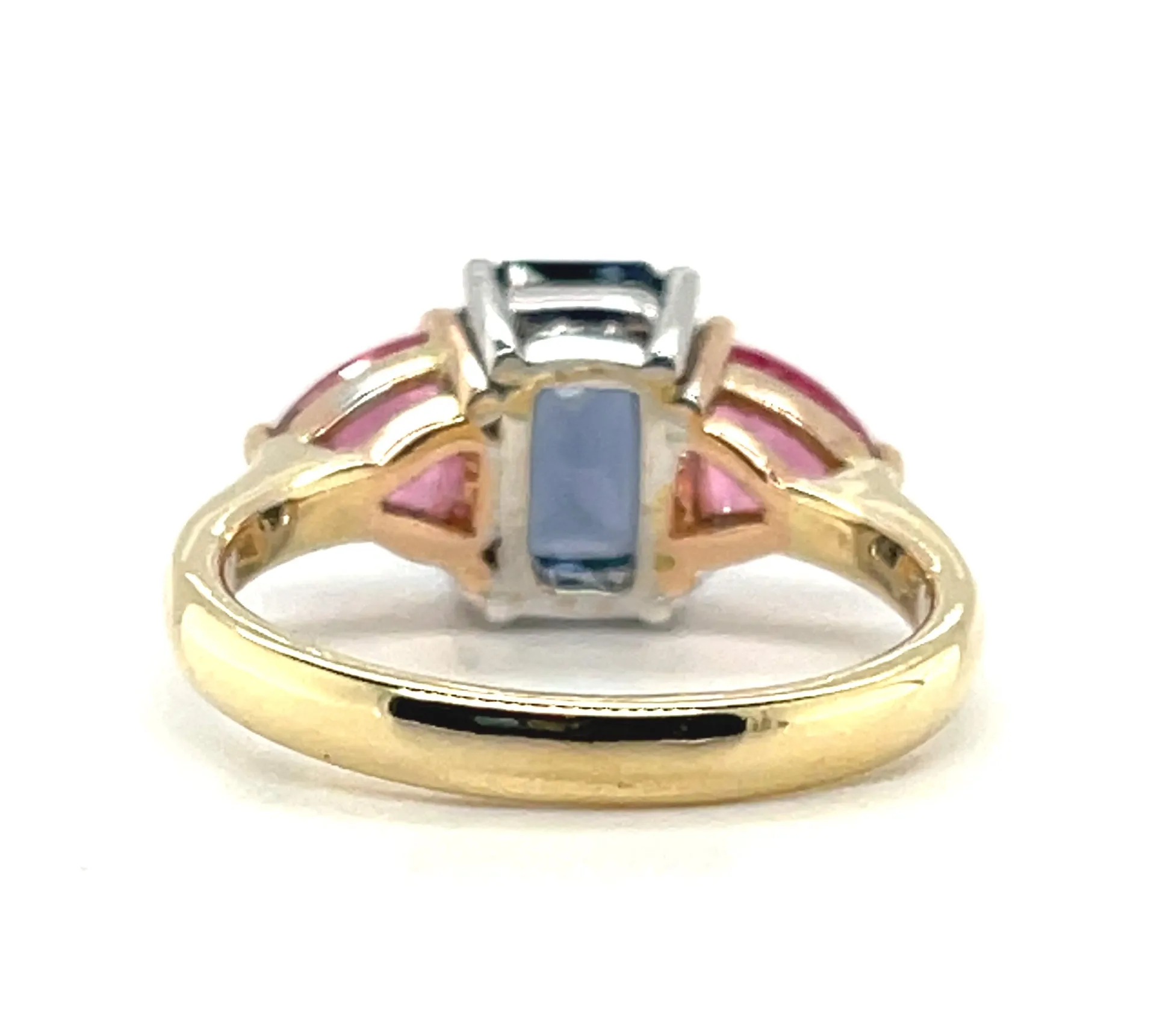 Lavender and Pink Mahenge Spinel 3-Stone Cocktail Ring in 18k Gold