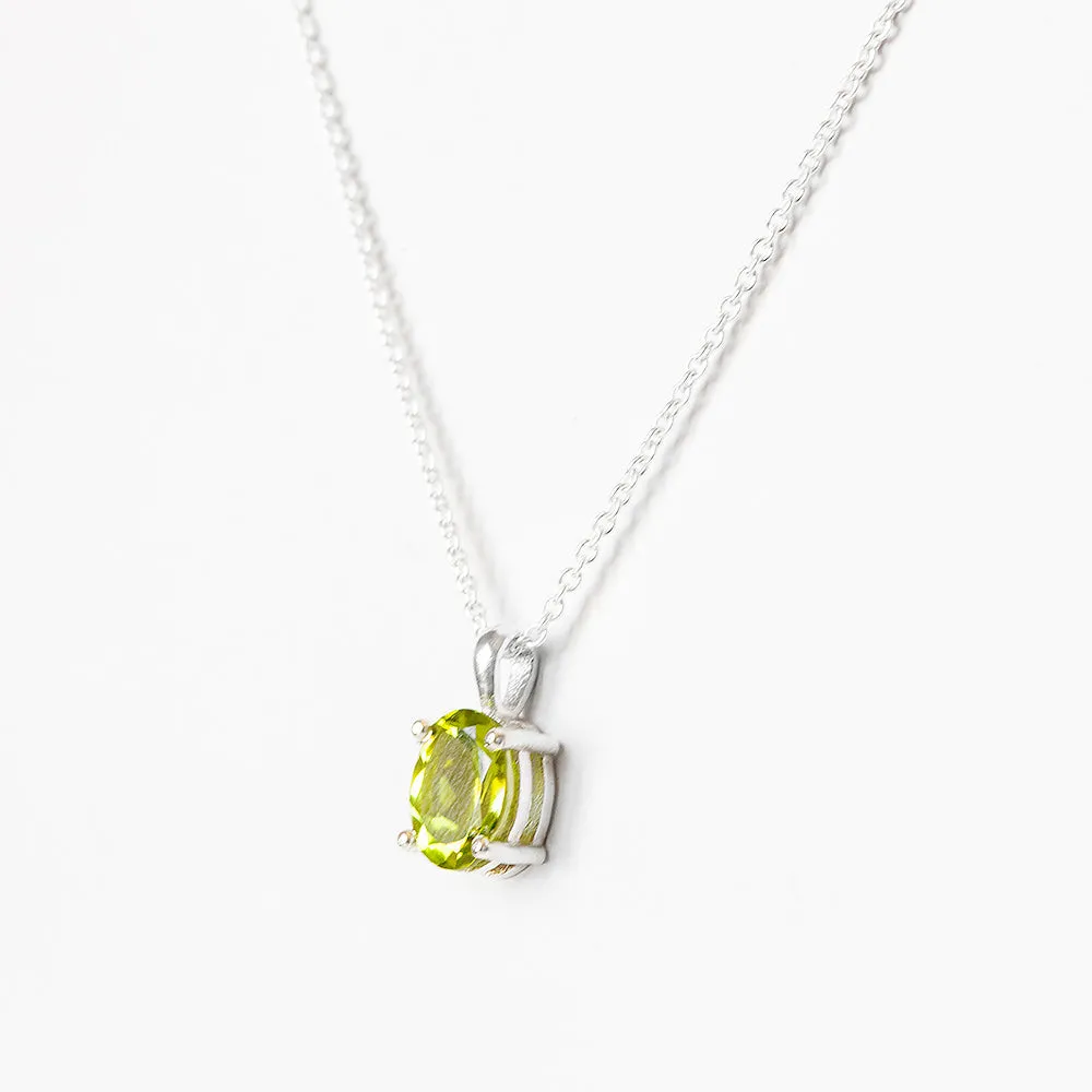 Luna, an Oval cut Peridot Necklace - 8x6mm