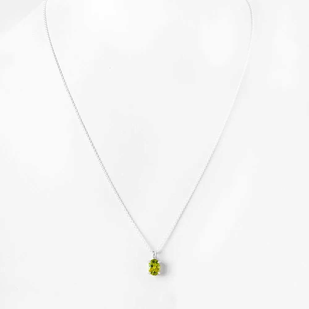 Luna, an Oval cut Peridot Necklace - 8x6mm