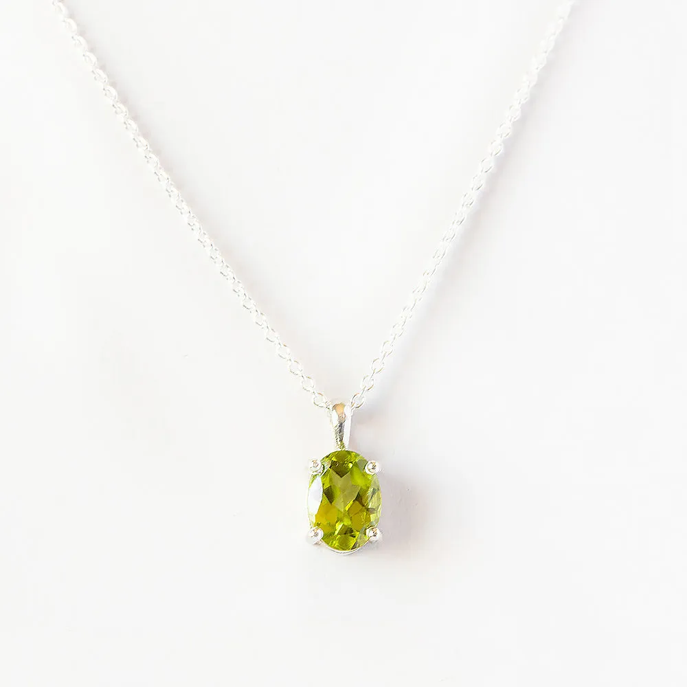 Luna, an Oval cut Peridot Necklace - 8x6mm