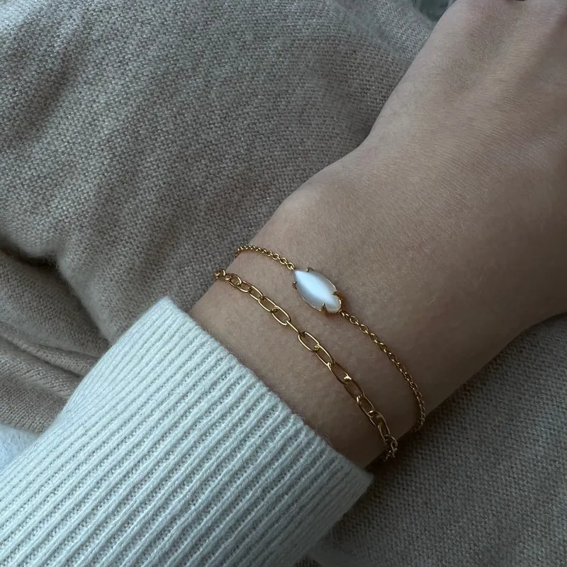 Marquise Bracelet, Moonstone, Gold