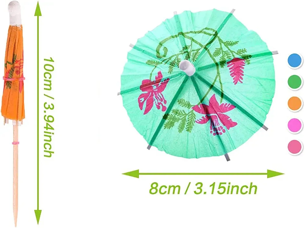 Mini Paper Umbrella Cocktail Umbrellas (Set of 12 Pieces)