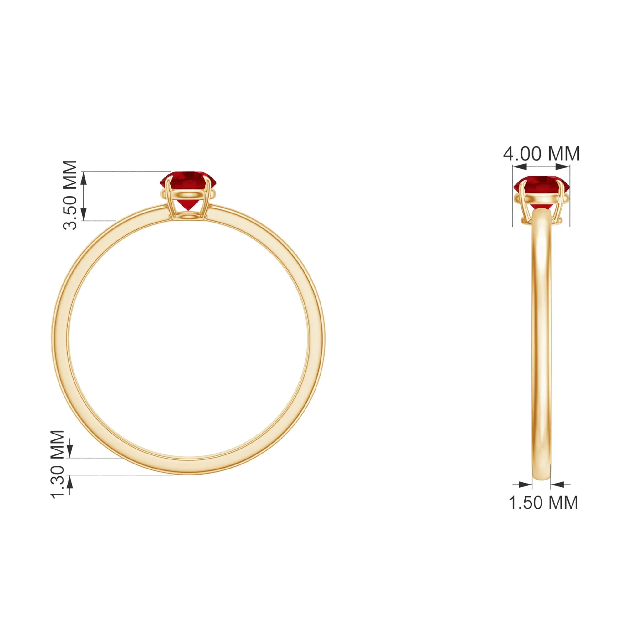 Minimal Claw Set Created Ruby Solitaire Promise Ring in Gold