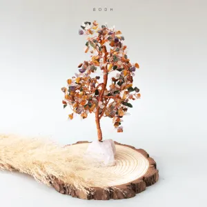 Mix Chakra Tree with Rose Quartz Cluster