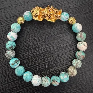 MIXED TURQUOISE PIXIU BRACELET (DECEMBER BIRTHSTONE)