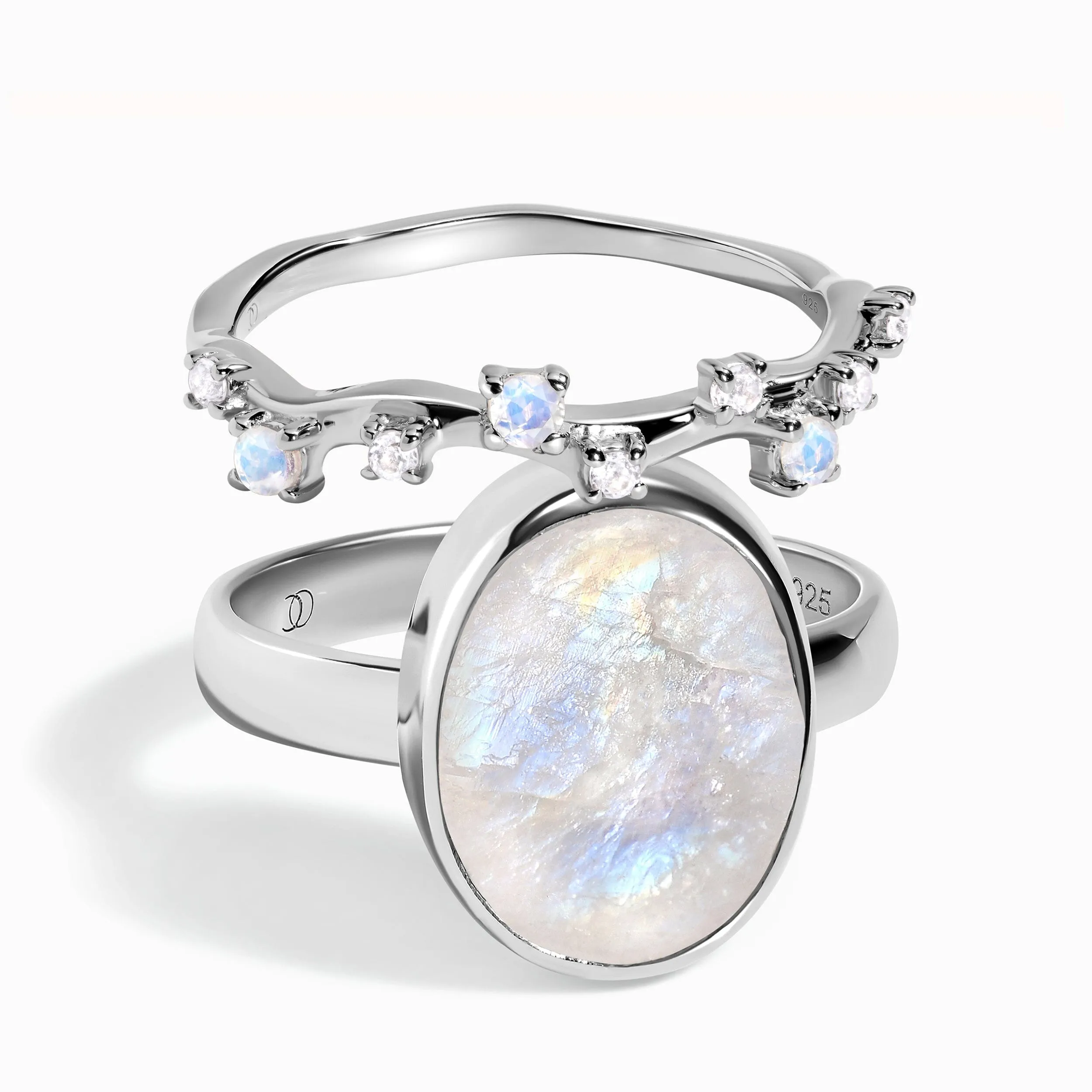 Moonstone Enfolded Ring & Stardust Band