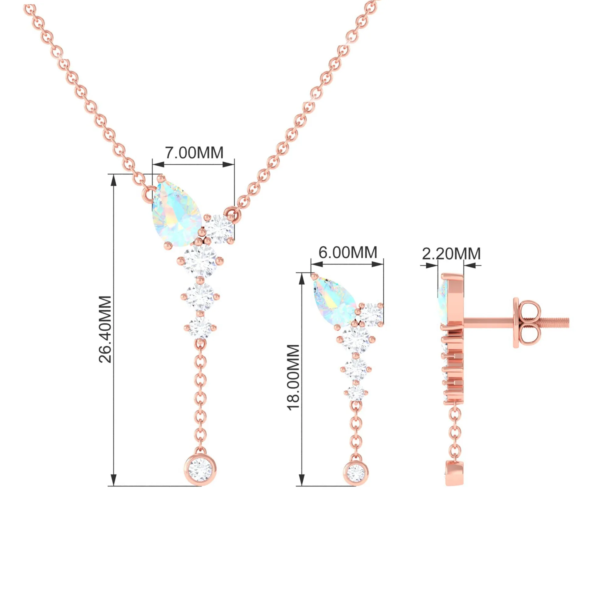 Natural Ethiopian Opal Teardrop Jewelry Set with Moissanite