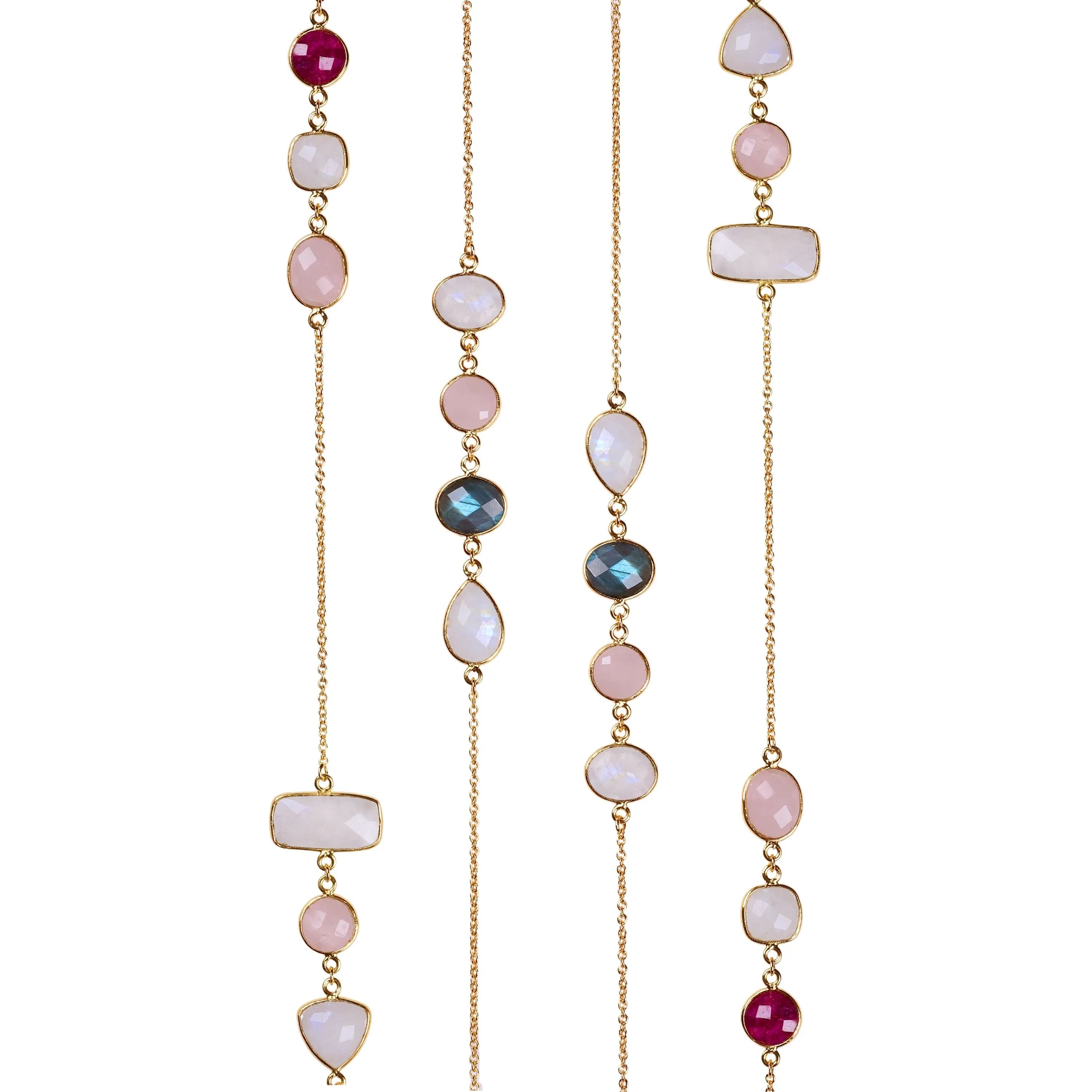 Necklace - Labradorite, Moonstone, Ruby & Rose Quartz